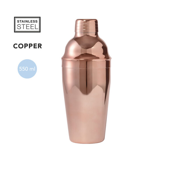 Cocktailshaker med logo — 550 ml i kobber-finish