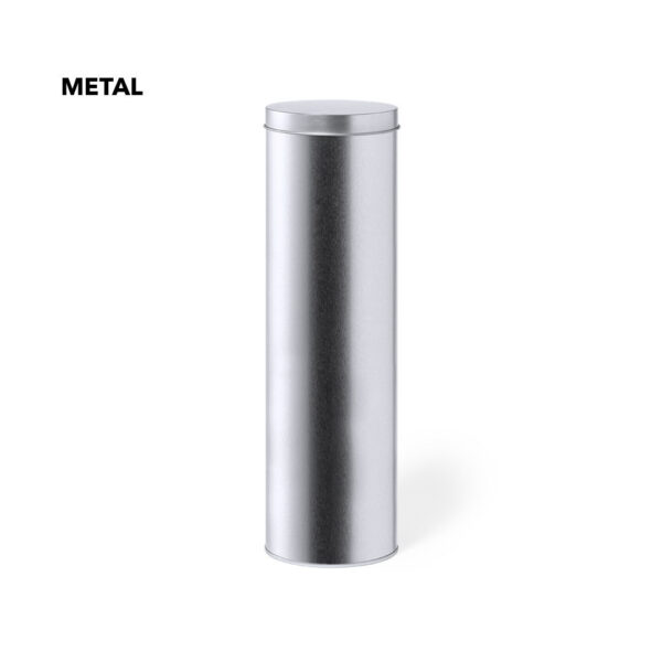 Gaveæske med logo — Eksklusiv cylinderæske i metal