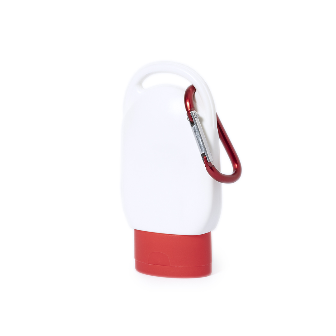 Solcreme med logo — SPF 30 i 30 ml dåse med karabinhage