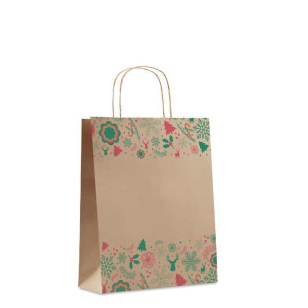 Julegavepose med logo — Genbrugspapir 90 g, mellem, beige