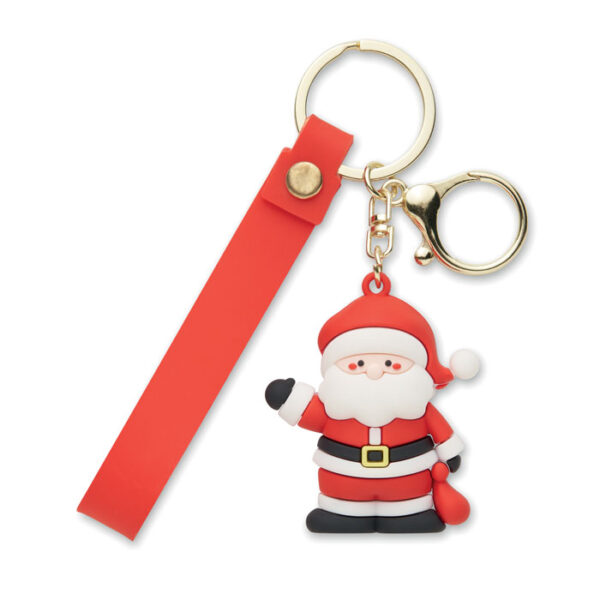 Julenøglering med logo — Julemandsfigur i PVC med strop