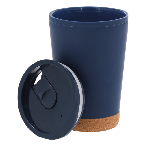 Termokrus med logo — Genanvendt PP med korkbund, 260 ml