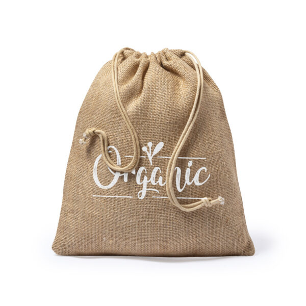 Mulepose med logo — Jute, 260 g med snoretræk